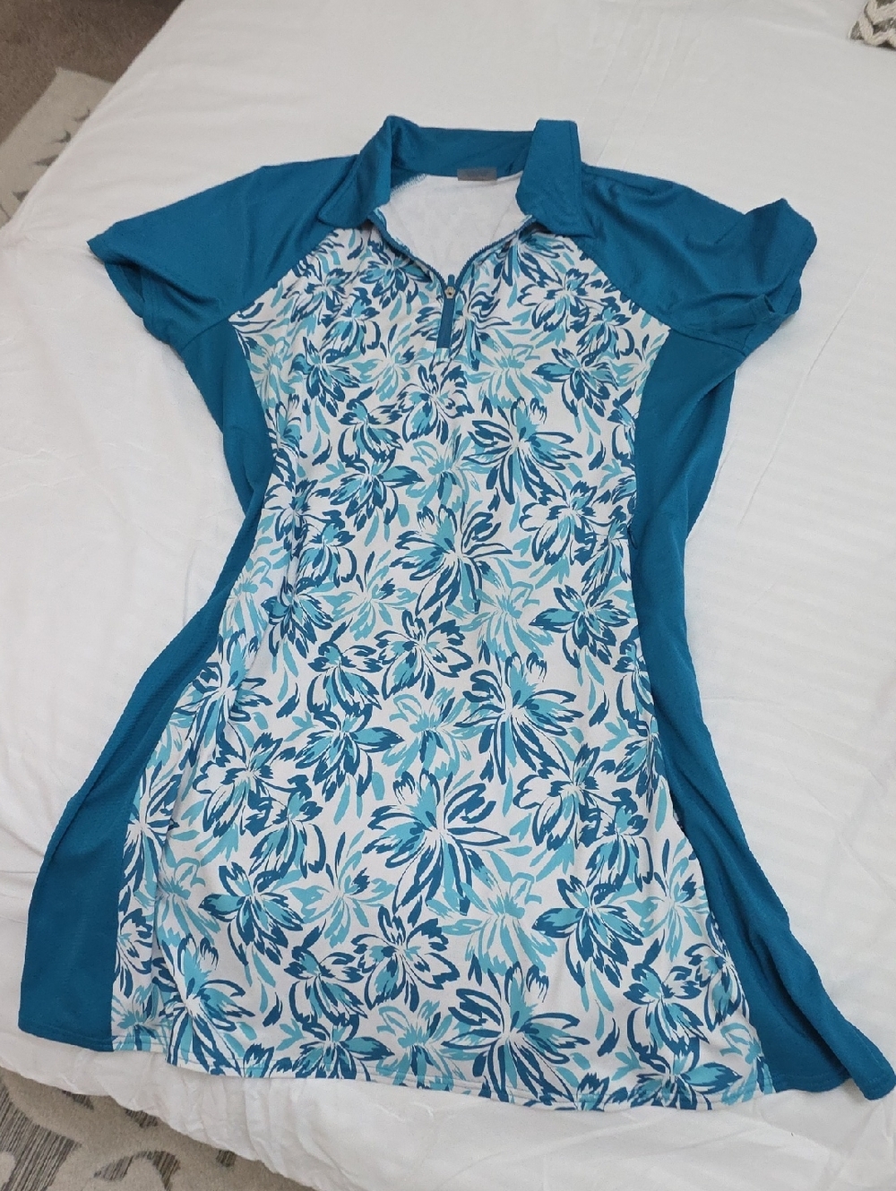 Jofit Teal Floral Golf Dress with White & Aqua Print